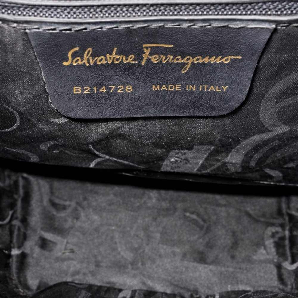 Rare Vintage Ferragamo Leather Bag Studded Gold Hardware Italy - Picture 5 of 12